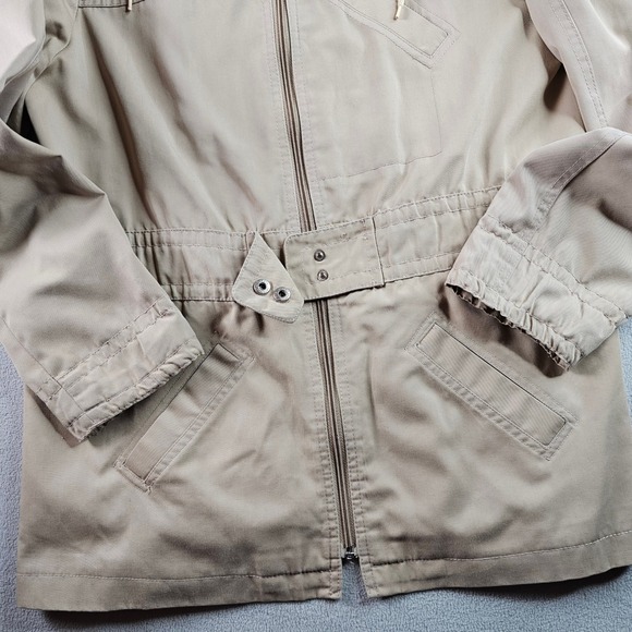 Women's Beige Hooded Jacket Lightweight Casual Outdoor Zip Up Coat - Picture 5 of 13